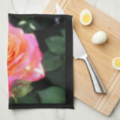 roze en Oranje Roos Macro Foto  Theedoek (Quarter Fold)