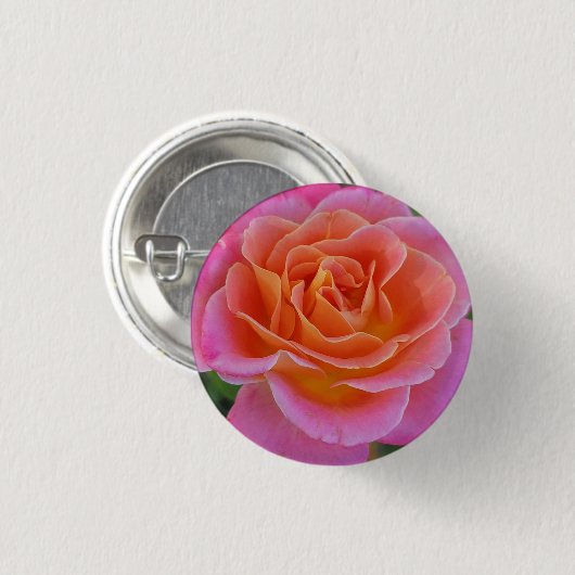 Roze en Oranje Rozen Button (Voorkant /achterkant)