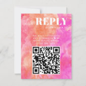 Roze en Oranje RSVP-kaarten voor bruiloft QR-code RSVP Kaartje (Voorkant)