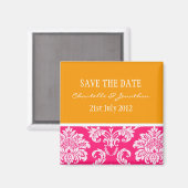 Roze en Oranje schade besparen de datum magneet (Voorkant / Achterkant)