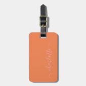 Roze en Oranje Script Naam Favor Persoonlijk Bagagelabel (Voorkant verticaal)