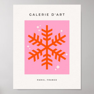 Roze en Oranje sneeuwvlok kerstmis Poster