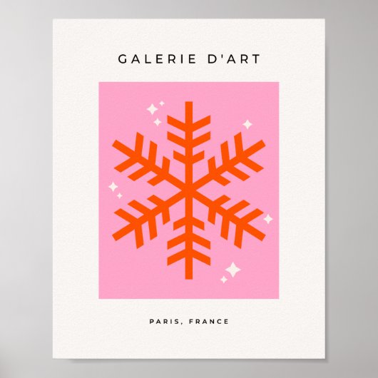 Roze en Oranje sneeuwvlok kerstmis Poster (Voorkant)
