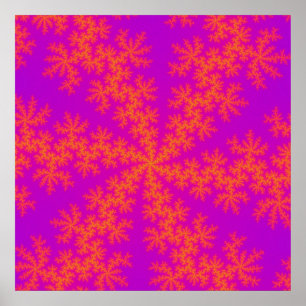 Roze en Oranje sneeuwvlokken Poster
