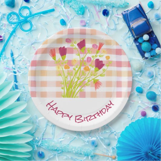 Roze en Oranje spelden Papieren Bordje (Feest)