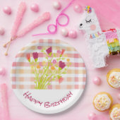 Roze en Oranje spelden Papieren Bordje (Feest)