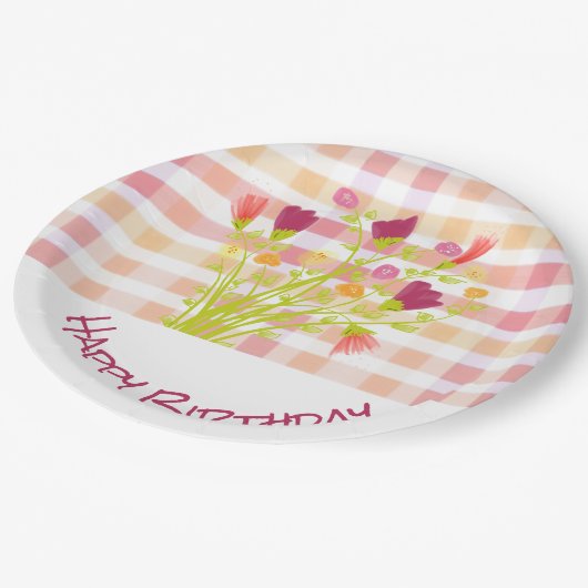 Roze en Oranje spelden Papieren Bordje (Gekanteld)