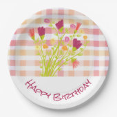 Roze en Oranje spelden Papieren Bordje (Voorkant)