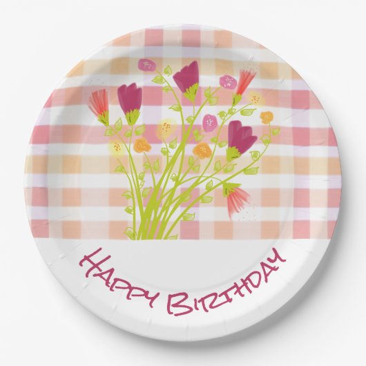 Roze en Oranje spelden Papieren Bordje (Voorkant)