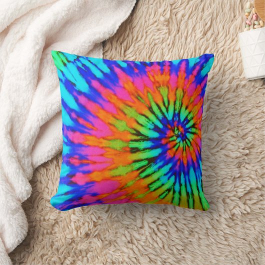 Roze en Oranje spiraalvormige kleurstof Pillow Kussen (Deken)