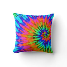 Roze en Oranje spiraalvormige kleurstof Pillow