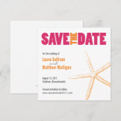 Roze en Oranje Starfish Wedding Save the Date (Voorkant / Achterkant)