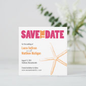 Roze en Oranje Starfish Wedding Save the Date (Staand voorkant)