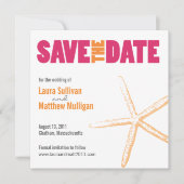 Roze en Oranje Starfish Wedding Save the Date (Voorkant)