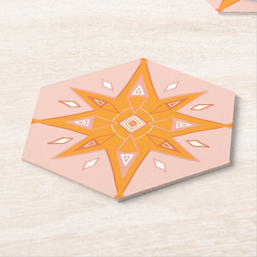 Roze en Oranje sterren Kartonnen Onderzetters (Schuin)