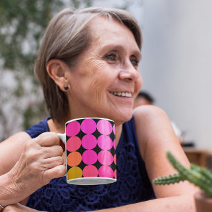 Roze en Oranje Stippen Koffiemok