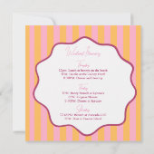 Roze en Oranje Streep Bachelorette Uitnodiging, Kaart (Achterkant)