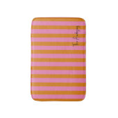 Roze en Oranje strepen Aangepaste naam Badmat (Voorkant Verticaal)