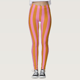Roze en Oranje strepen Leggings