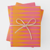 Roze en Oranje striatie Set van wikkelpapier Inpakpapier Vel (In situ)