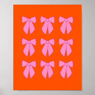 Roze en oranje strikken Coquette Poster