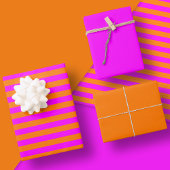 Roze en Oranje stripe set van Inpakpapier Vel