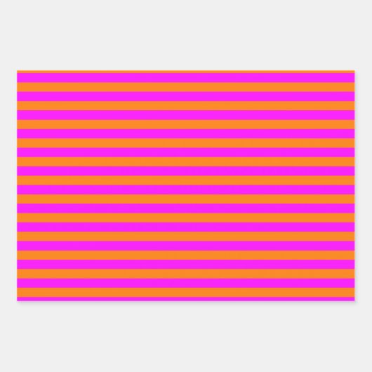 Roze en Oranje stripe set van Inpakpapier Vel (Voorkant)