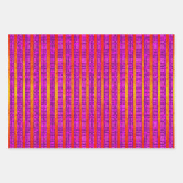 Roze en Oranje, stripes, speldenstaafjes, pooldots Inpakpapier Vel