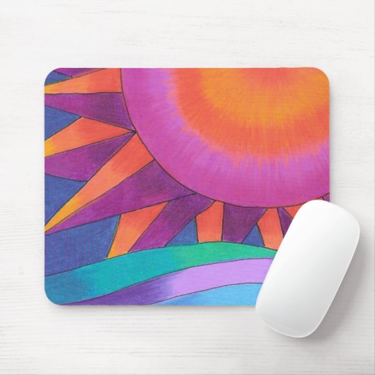 Roze en Oranje Sun Mousepad Muismat (Met muis)