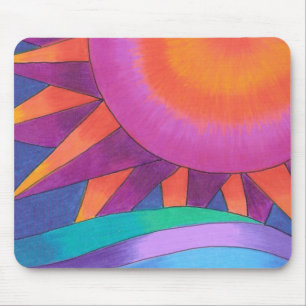 Roze en Oranje Sun Mousepad Muismat
