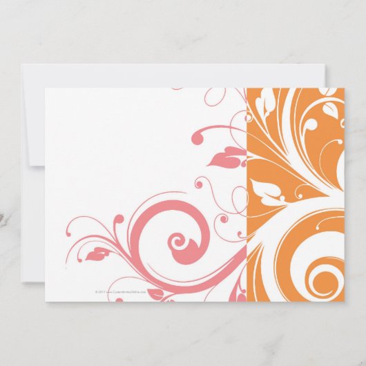 Roze en Oranje Swirl Verjaardagsfeestuitnodiging Kaart (Achterkant)