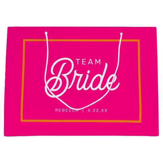 Roze en Oranje Team Bruid Aangepaste Cadeautas (Voorkant)