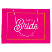 Roze en Oranje Team Bruid Aangepaste Cadeautas (Achterkant)