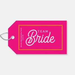 Roze en Oranje Team Bruid Aangepaste Favor Tags Cadeaulabel