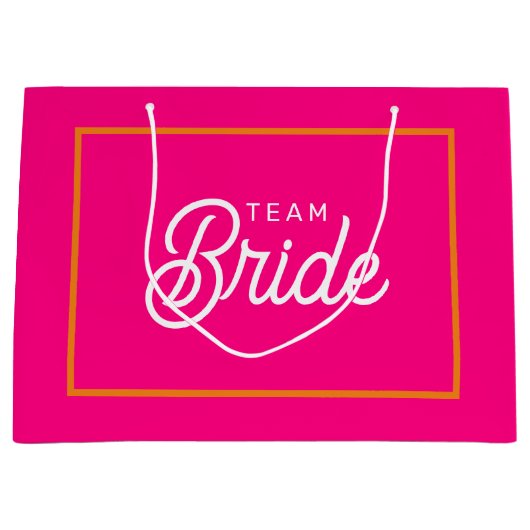 Roze en Oranje Team Bruid Custom Cadeautas (Voorkant)