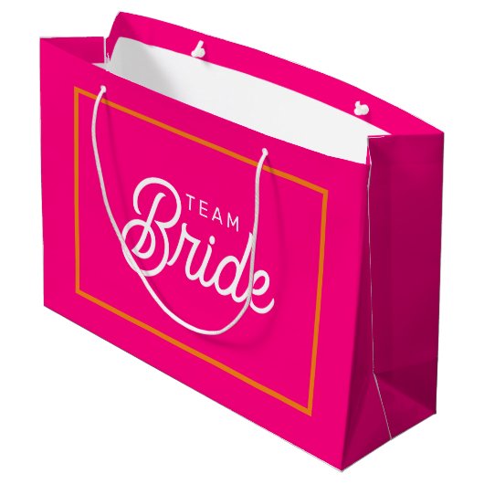 Roze en Oranje Team Bruid Custom Cadeautas (Achterkant Gekanteld)