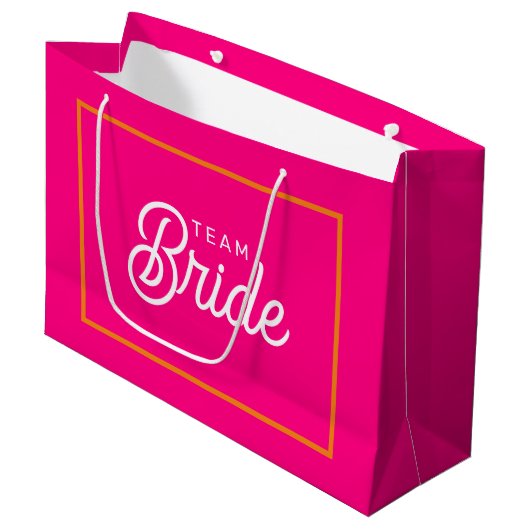 Roze en Oranje Team Bruid Custom Cadeautas (Voorkant Gekanteld)