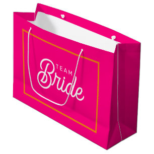 Roze en Oranje Team Bruid Custom Geschenk Tas Groot Cadeauzakje