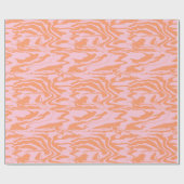 Roze en Oranje Tiger Stripes inpakpapier (Vlak)