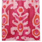 Roze en Oranje tribale ikat Douchegordijn (Voorkant)