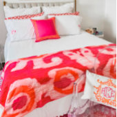 Roze en Oranje tribale ikat Fleece Deken