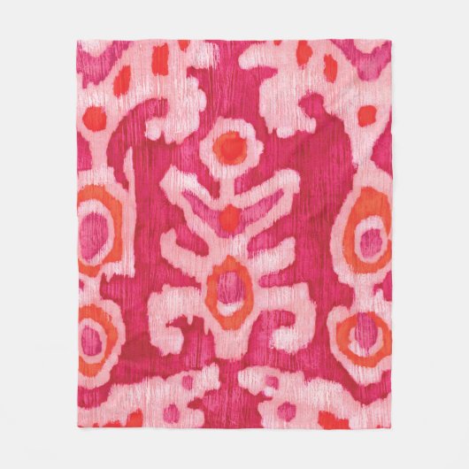 Roze en Oranje tribale ikat Fleece Deken (Voorkant)