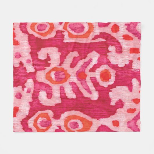 Roze en Oranje tribale ikat Fleece Deken (Voorkant (Horizontaal))