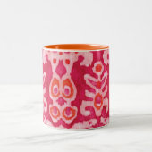 Roze en Oranje tribale ikat Tweekleurige Koffiemok (Center)