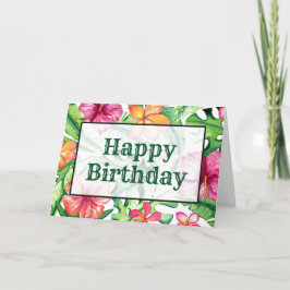 roze en Oranje tropische bloemen Kaart