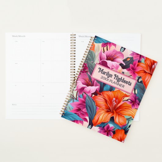 Roze en Oranje tropische bloemen Planner (Display)