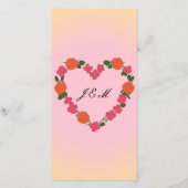 Roze en oranje trouwprogramma met bloemhart (Achterkant)
