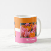 Roze en Oranje Tulpen KoffieMok (Voorkant rechts)
