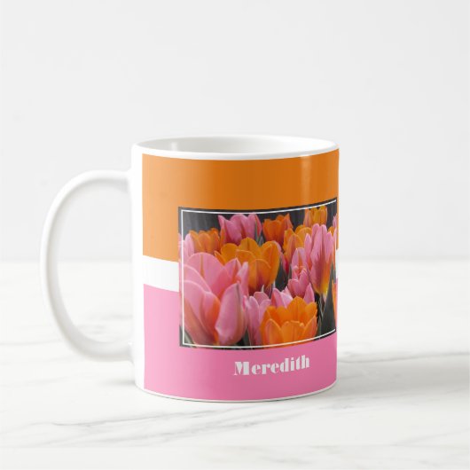 Roze en Oranje Tulpen KoffieMok (Links)