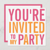 Roze en Oranje Tween Partij Kaart (Voorkant / Achterkant)